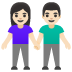 👫🏻 woman and man holding hands: light skin tone display on Google